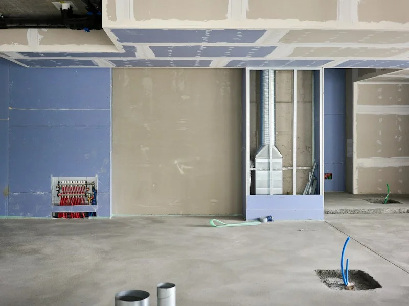Interior room with smooth drywall walls ready for paint